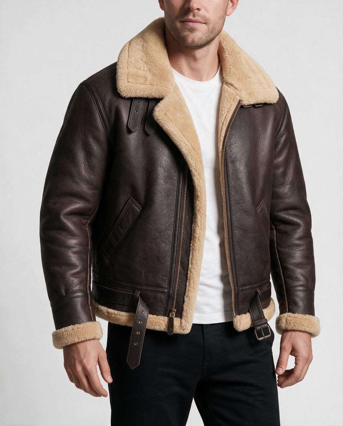 Men's Aviator Jacket with Wide Collar