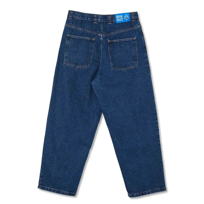 Men's Baggy Loose Fit Low Rise Wide Leg Jeans with Contrast Stitching