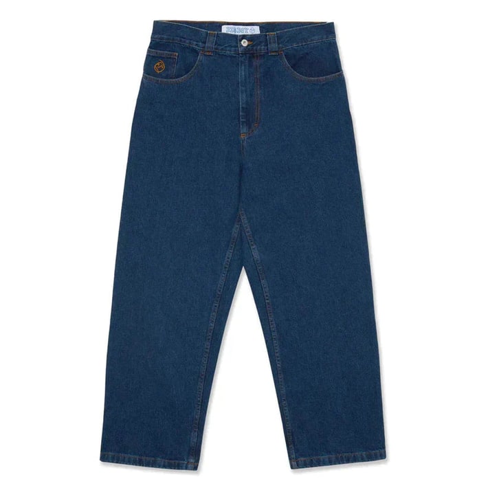 Men's Baggy Loose Fit Low Rise Wide Leg Jeans with Contrast Stitching