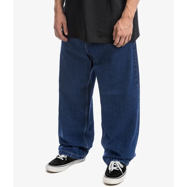 Men's Baggy Loose Fit Low Rise Wide Leg Jeans with Contrast Stitching