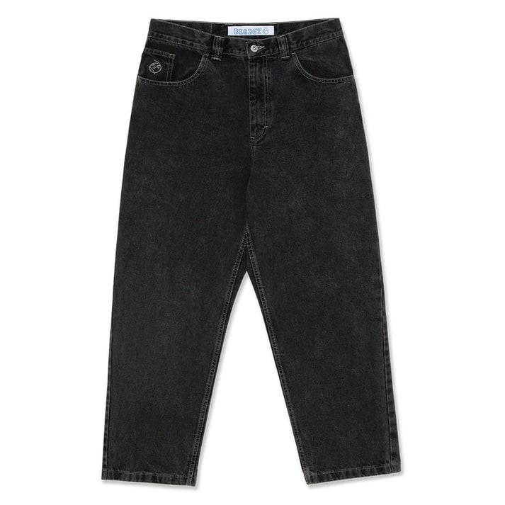 Men's Baggy Loose Fit Low Rise Wide Leg Jeans with Contrast Stitching