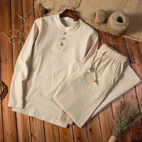 Men's Breathable Cotton Lounge Set with Relaxed Fit and Long Sleeves – Lightweight for Everyday Comfort