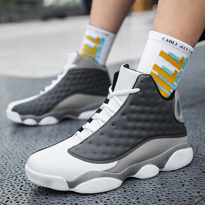 Men's Breathable High-Top Cushioned Basketball Shoes with Non-Slip Rubber Soles
