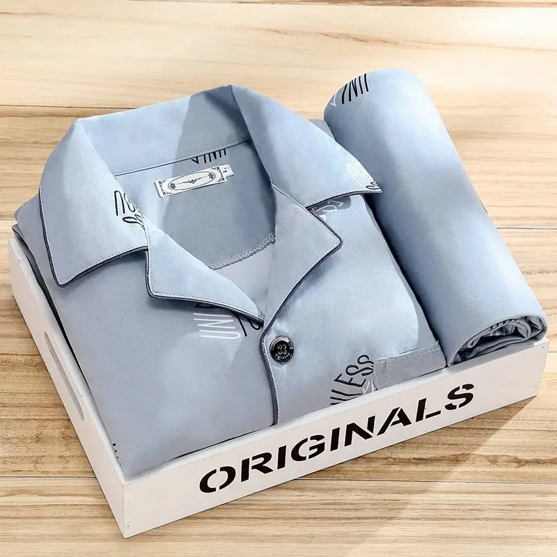 Men's Button-Up Shirt Pyjama Set