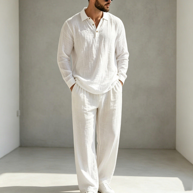 Men's Casual Linen Pajama Set