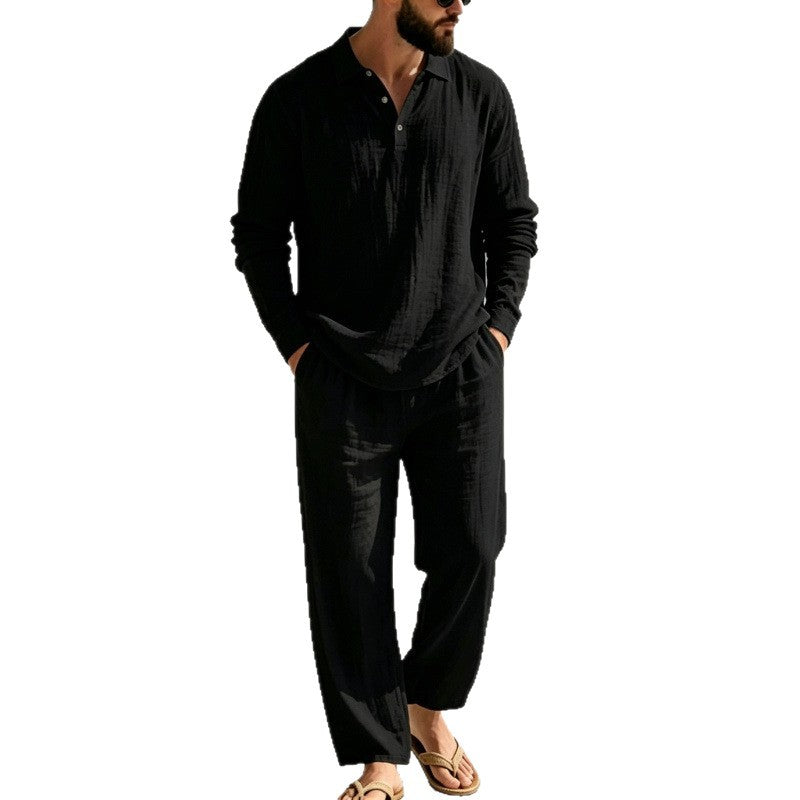 Men's Casual Linen Pajama Set