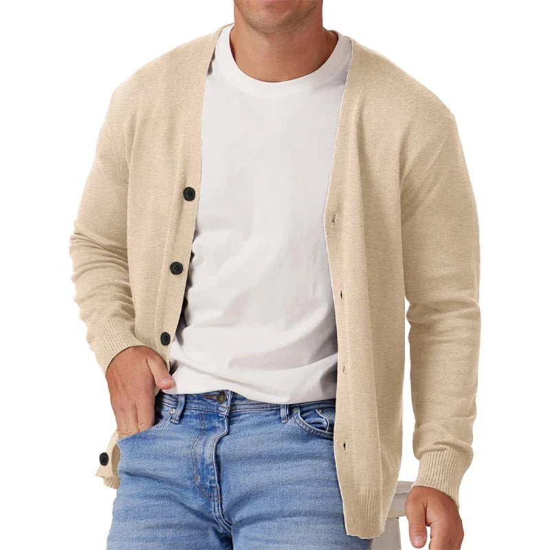 Gilet cardigan décontracté pour homme, à manches longues et col en V
