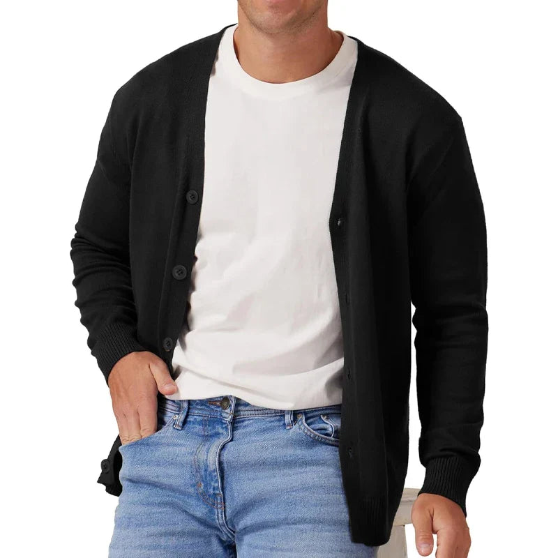 Gilet cardigan décontracté pour homme, à manches longues et col en V
