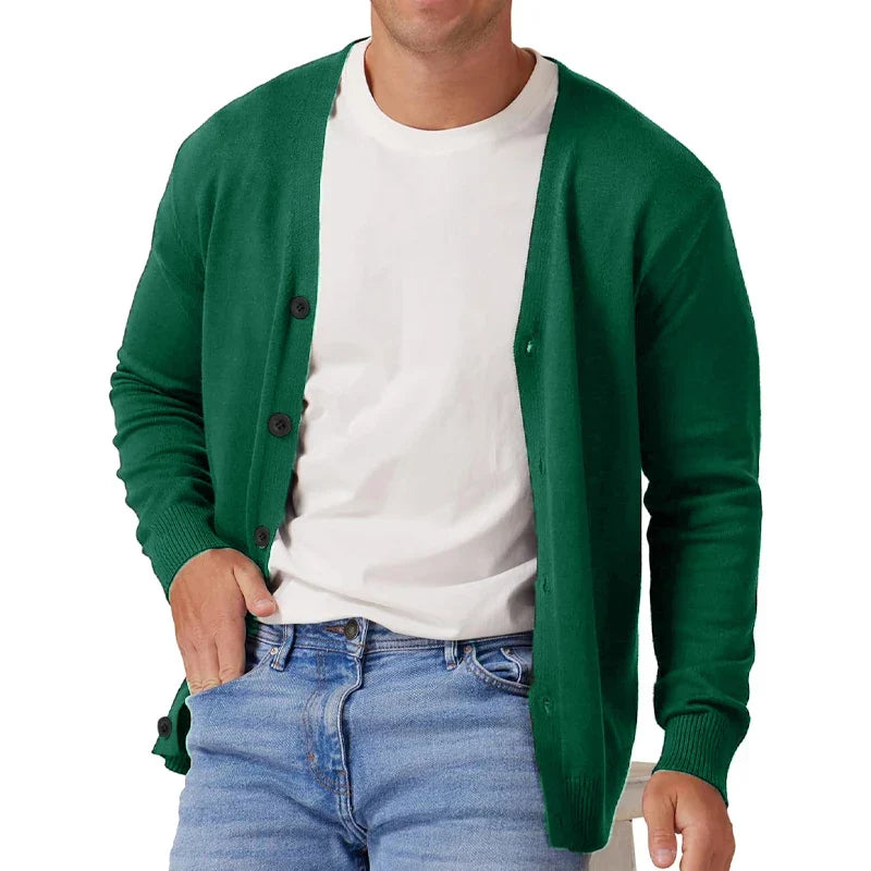 Gilet cardigan décontracté pour homme, à manches longues et col en V