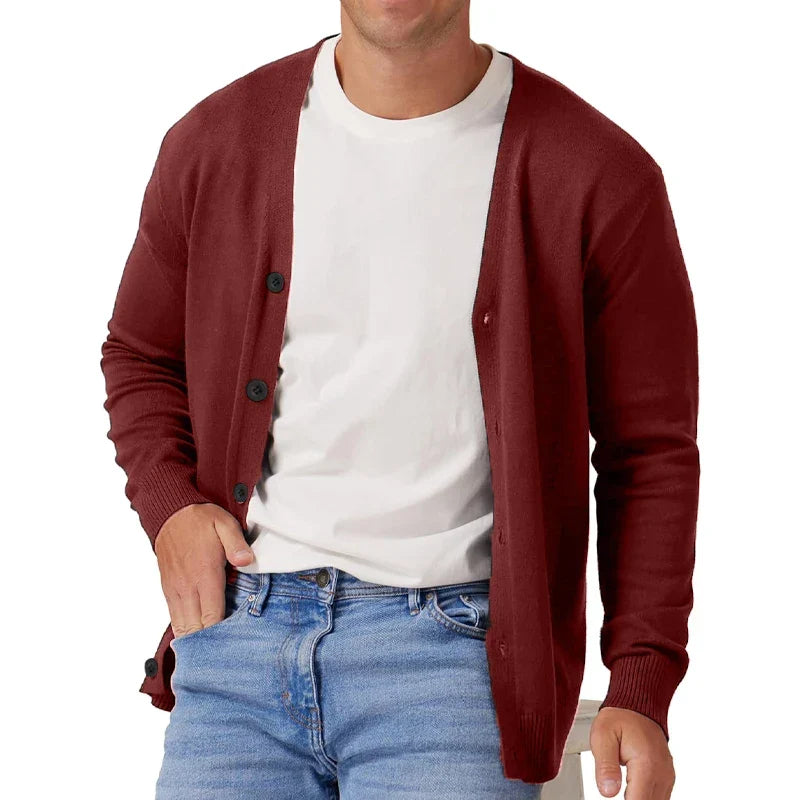 Gilet cardigan décontracté pour homme, à manches longues et col en V