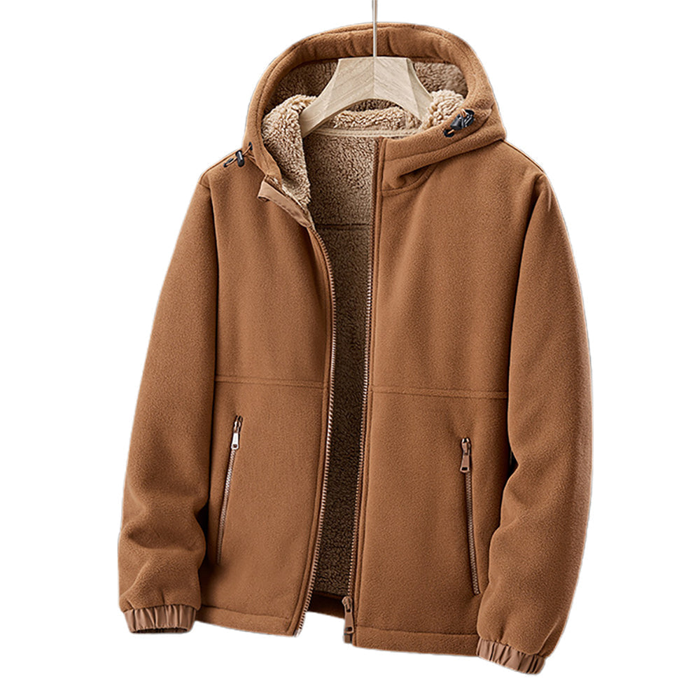 Veste d’hiver décontractée à capuche et fermeture éclair pour homme, avec poches