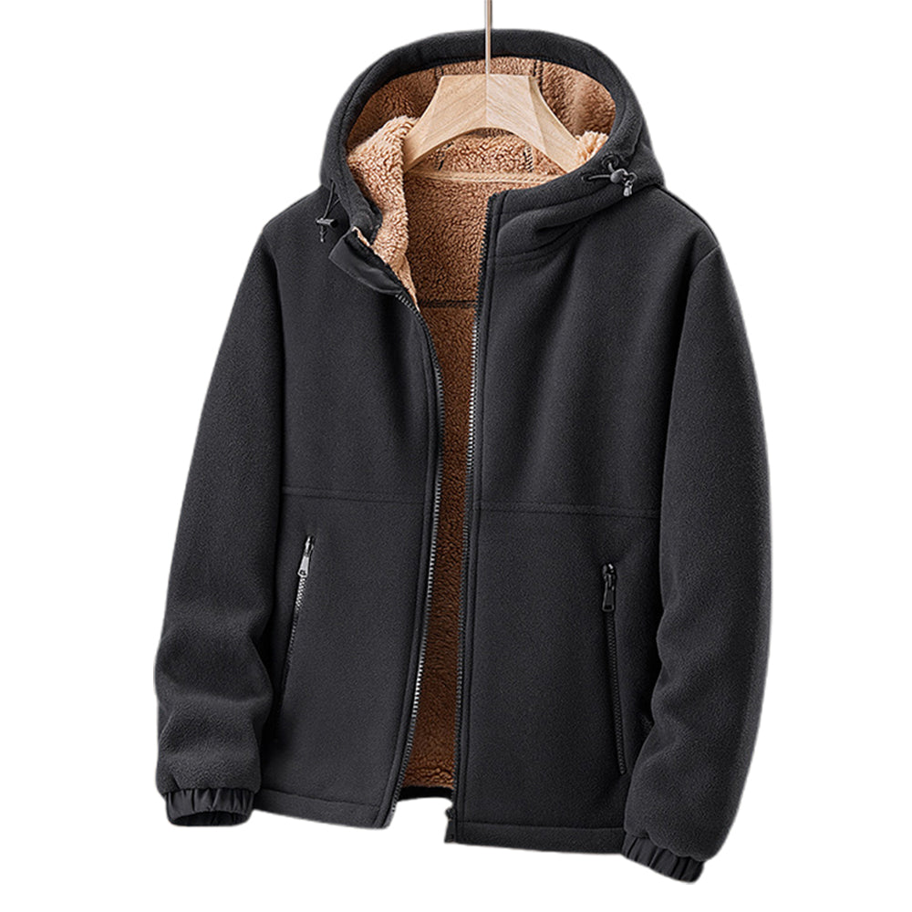 Veste d’hiver décontractée à capuche et fermeture éclair pour homme, avec poches