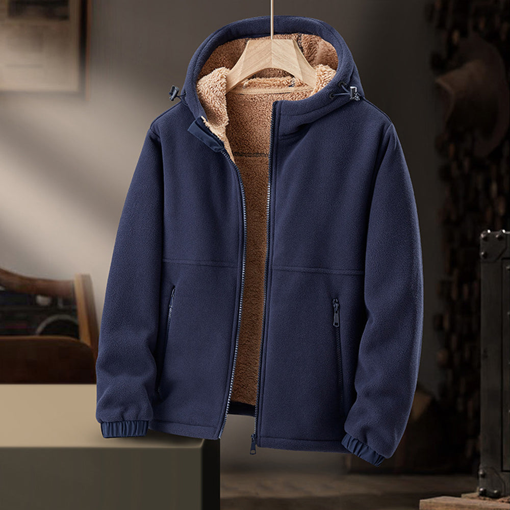 Veste d’hiver décontractée à capuche et fermeture éclair pour homme, avec poches