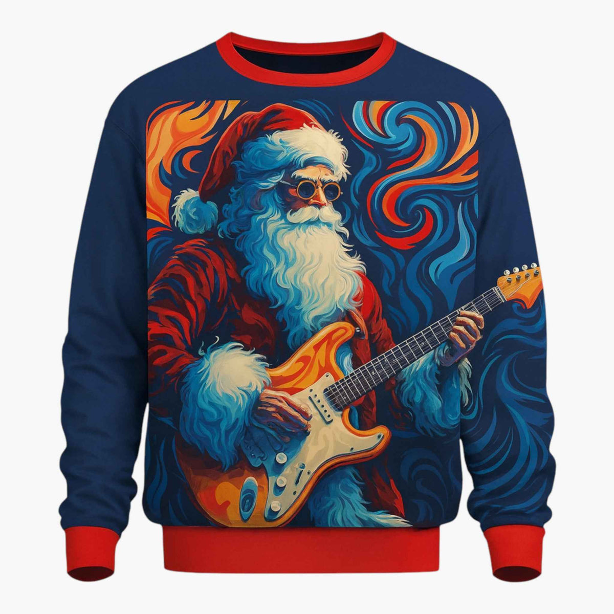 Men's Christmas Sweatshirt | 3D Music Print & Crew Neck | Long-Sleeve Casual Sweatshirt for Winter & Holidays