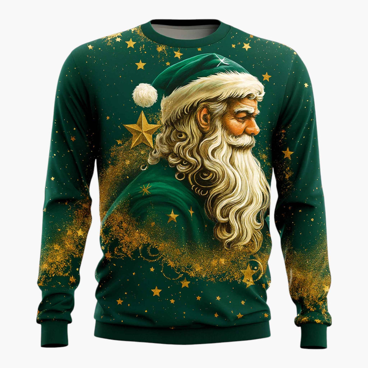 Men's Christmas Sweatshirt | 3D Music Print & Crew Neck | Long-Sleeve Casual Sweatshirt for Winter & Holidays