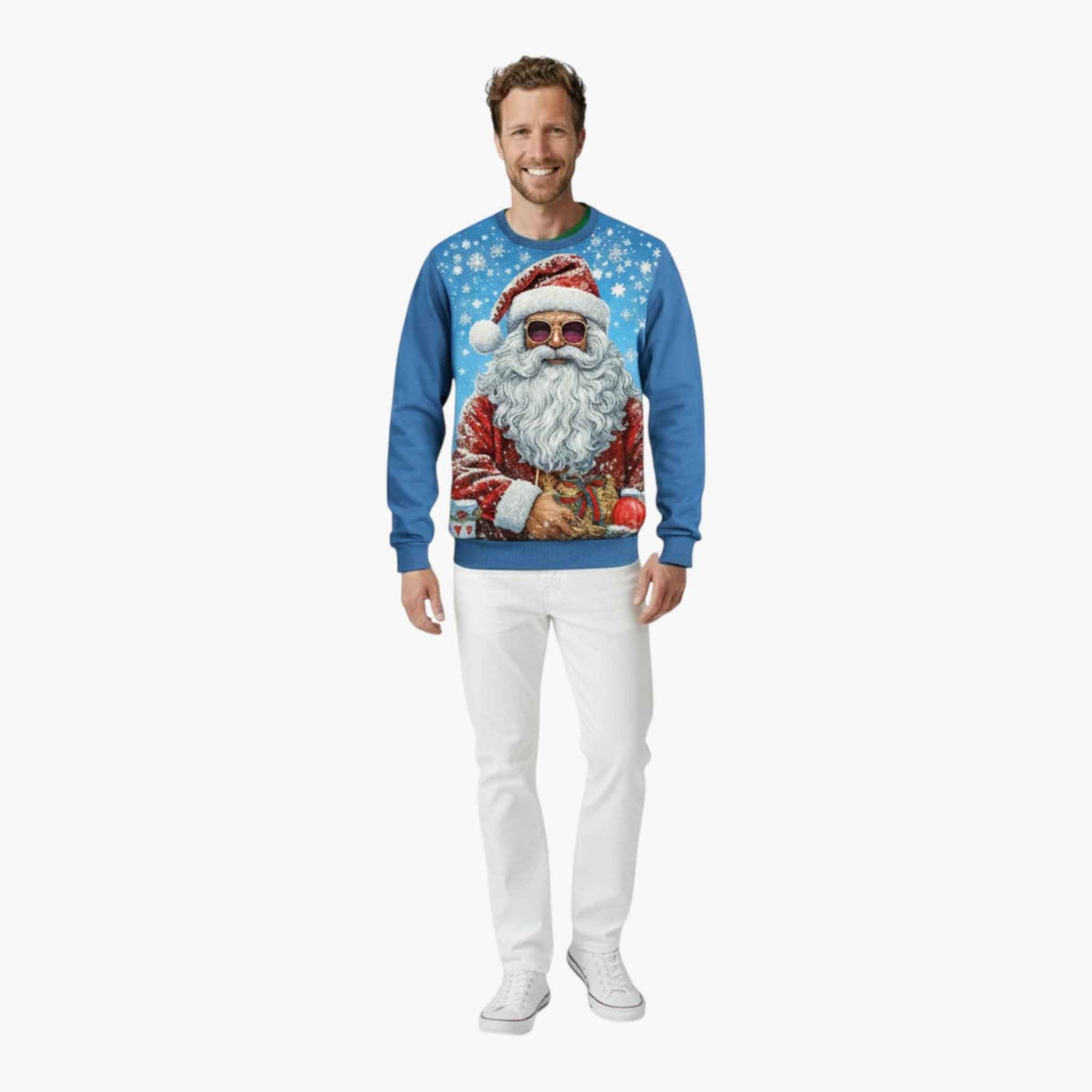 Men's Christmas Sweatshirt | 3D Music Print & Crew Neck | Long-Sleeve Casual Sweatshirt for Winter & Holidays