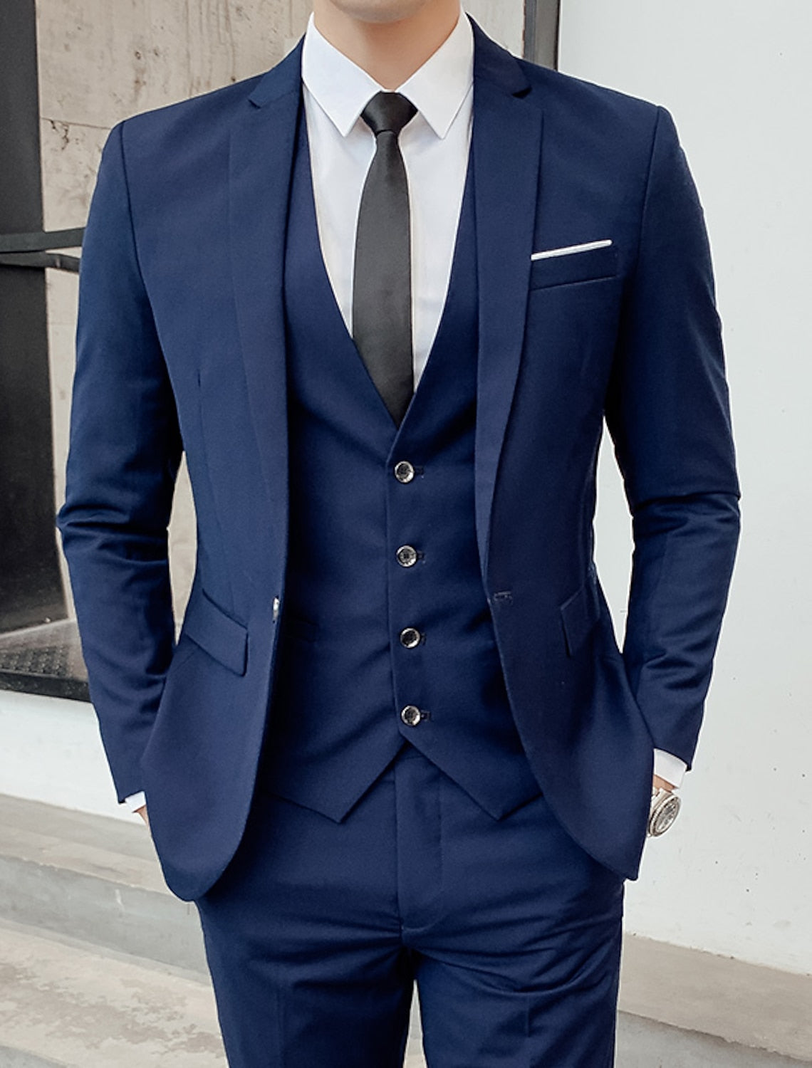 Men's Classic Cut Two-Button Three-Piece Suit