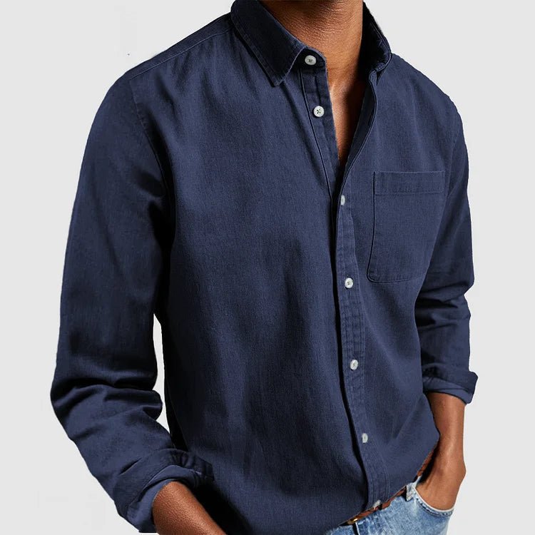 Men's Classic Denim-Style Button-Up Shirt