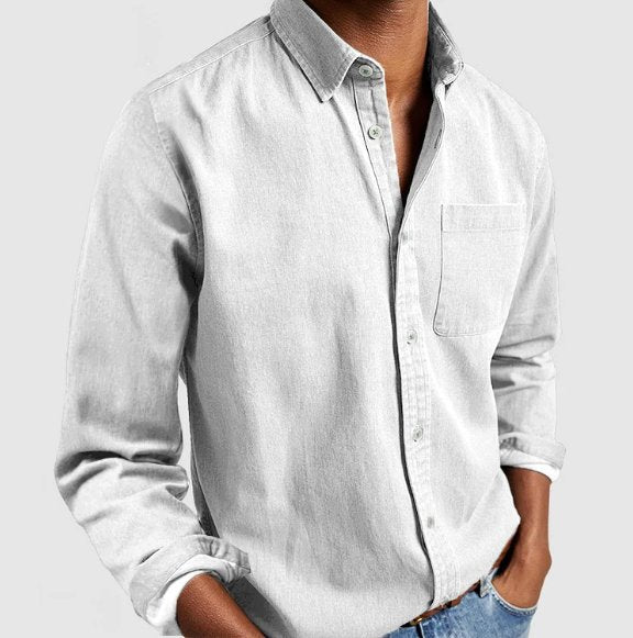 Men's Classic Denim-Style Button-Up Shirt