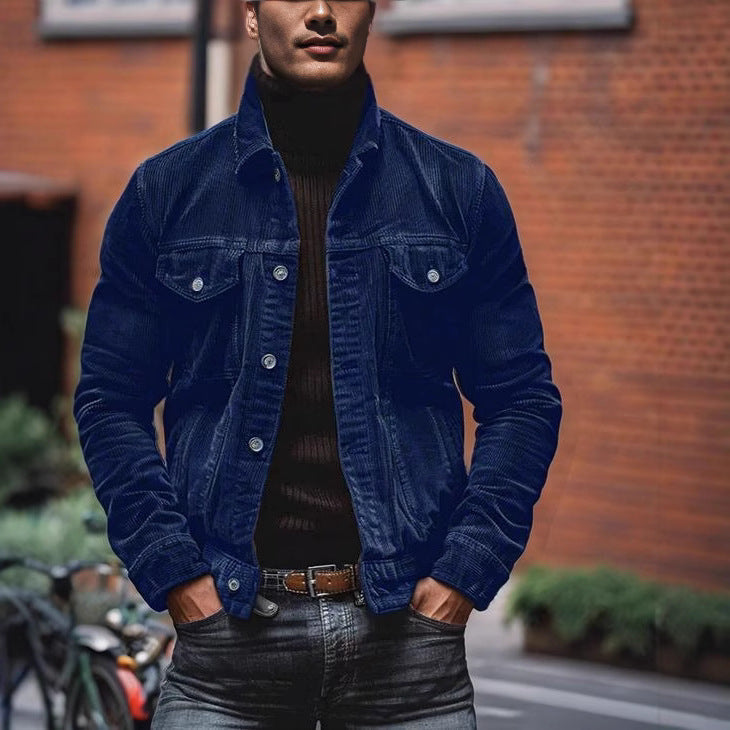 Men's Classic Fit Corduroy Jacket with Chest Pockets