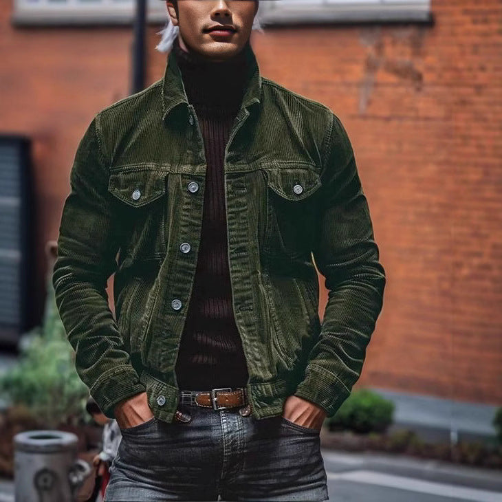 Men's Classic Fit Corduroy Jacket with Chest Pockets