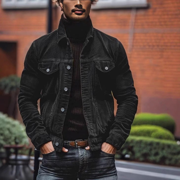 Men's Classic Fit Corduroy Jacket with Chest Pockets