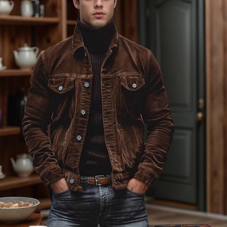 Men's Classic Fit Corduroy Jacket with Chest Pockets