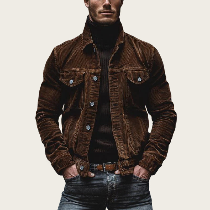 Men's Classic Fit Corduroy Jacket with Chest Pockets
