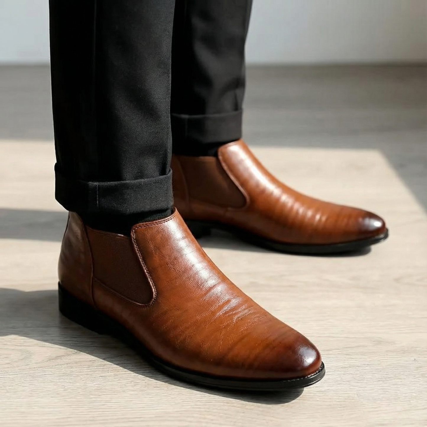 Bottines Chelsea classiques en cuir pour hommes