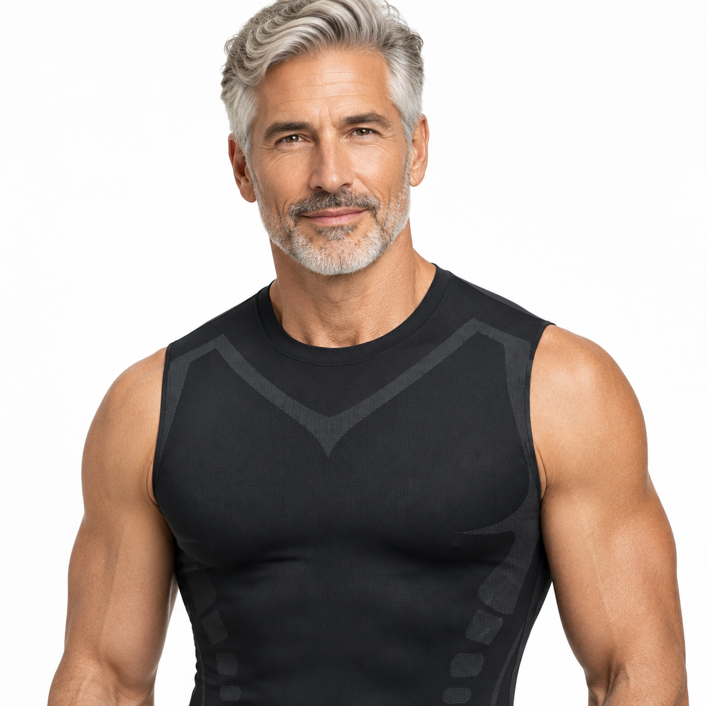Men's Compression Shapewear Tank Top – Chest and Tummy Slimming Undershirt, Invisible Under Clothes