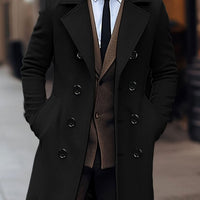 Men's Double-Breasted Tailored Wool Overcoat
