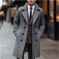 Élégant manteau en laine à double boutonnage pour homme, à larges revers et coupe professionnelle structurée