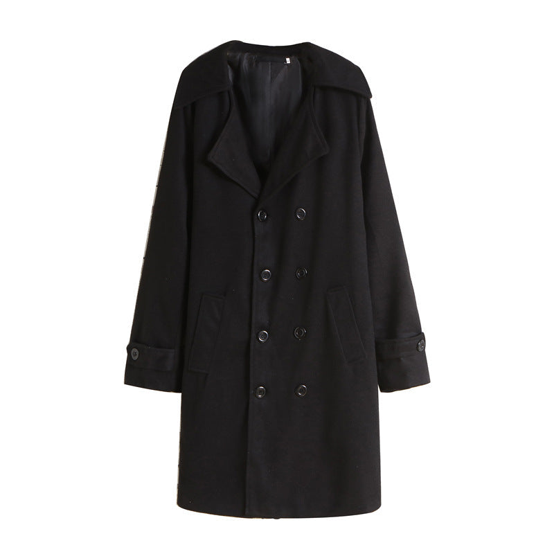 Élégant manteau en laine à double boutonnage pour homme, à larges revers et coupe professionnelle structurée