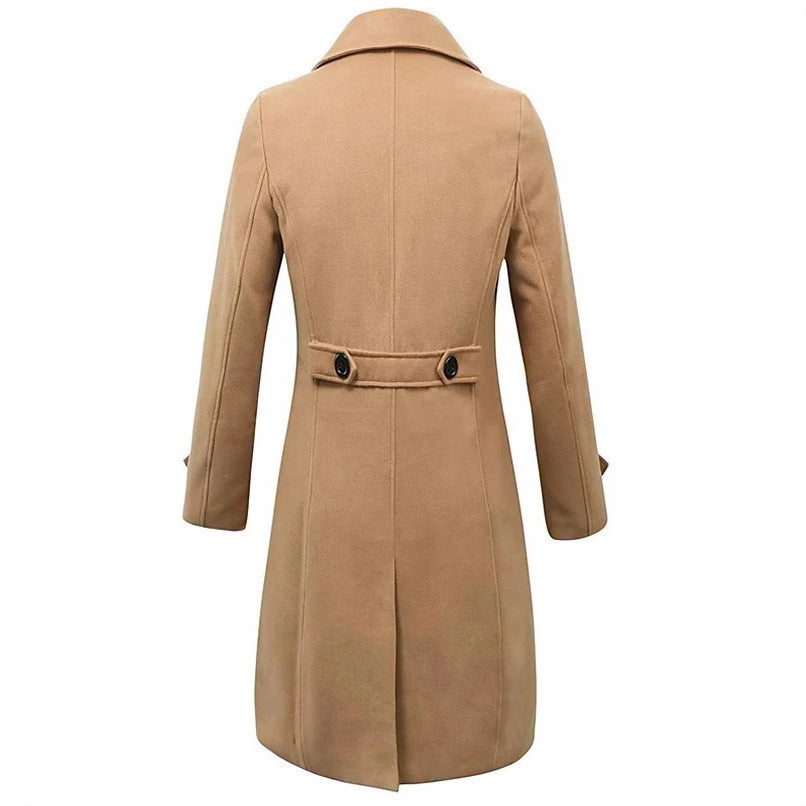 Élégant manteau en laine à double boutonnage pour homme, à larges revers et coupe professionnelle structurée