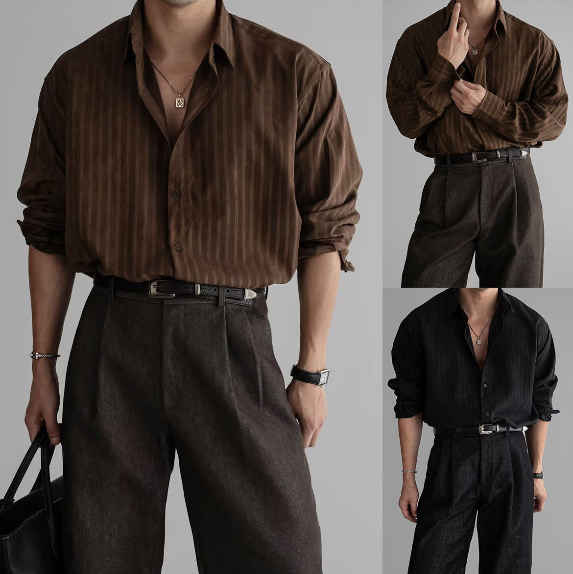 Chemise élégante pour homme avec texture fine côtelée