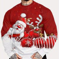 Sweat-shirt de Noël à col rond et manches longues, à motif festif, pour homme