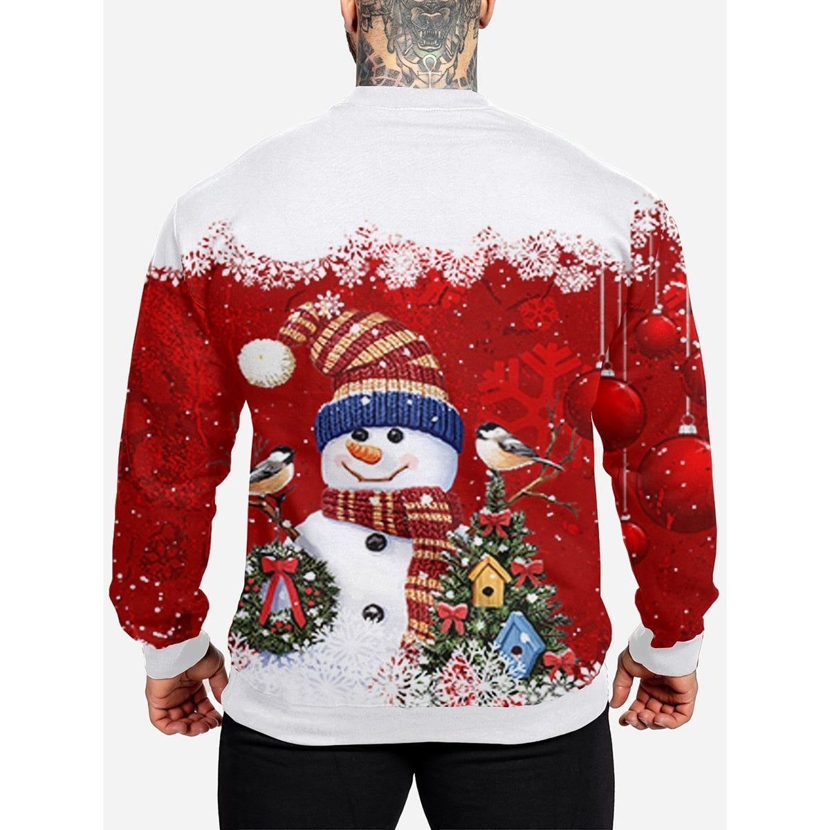 Sweat-shirt de Noël à col rond et manches longues, à motif festif, pour homme