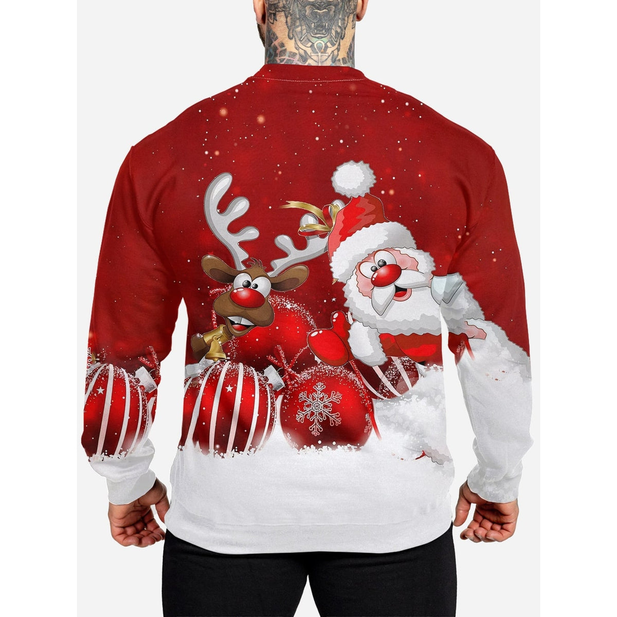 Sweat-shirt de Noël à col rond et manches longues, à motif festif, pour homme
