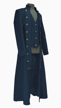 Men's Fitted Frock Coat with Integrated Vest, Back Lace-Up Waist, and Double-Row Decorative Buttons