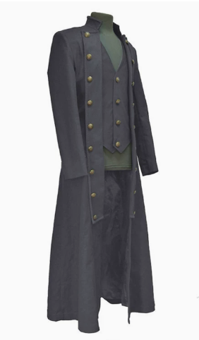 Men's Fitted Frock Coat with Integrated Vest, Back Lace-Up Waist, and Double-Row Decorative Buttons
