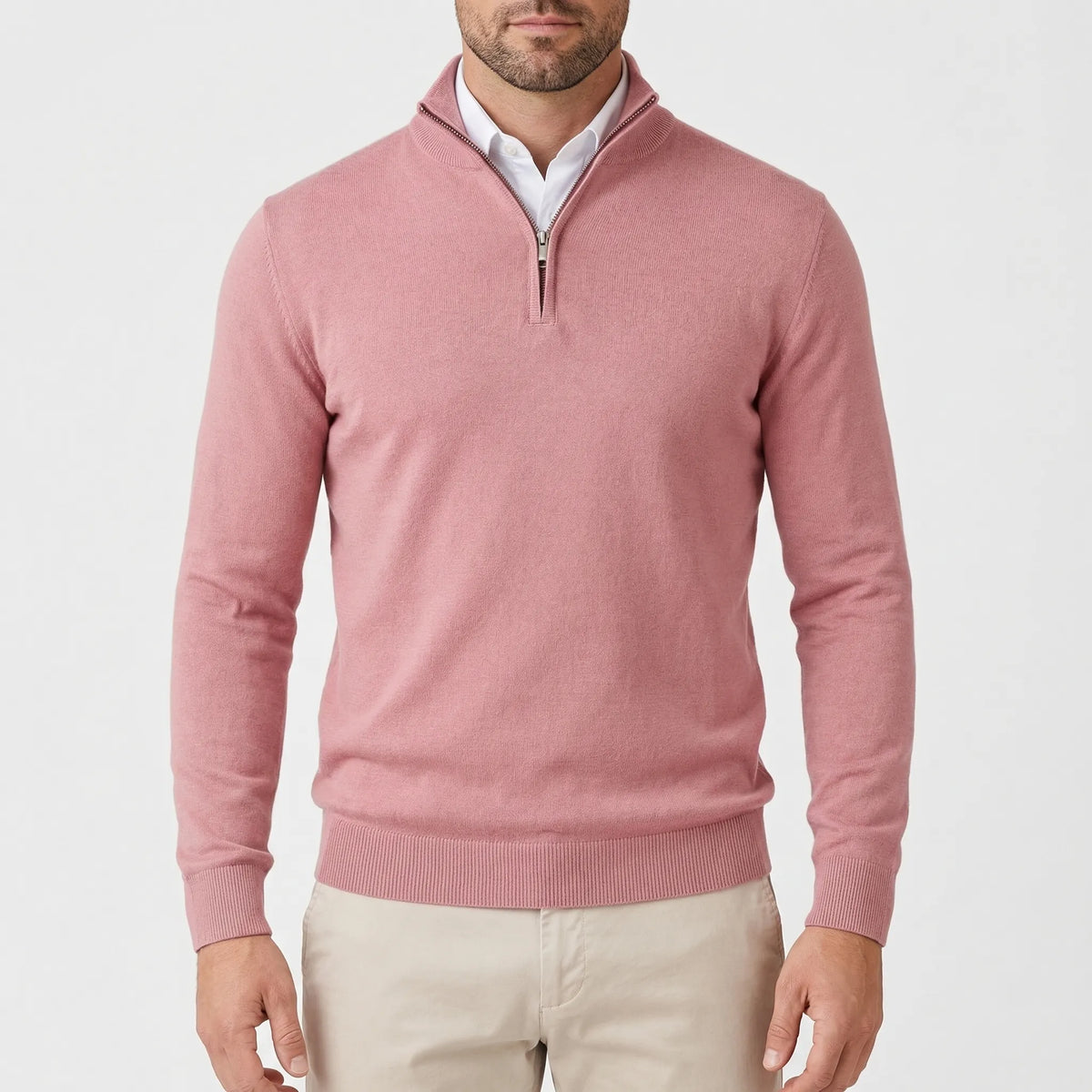 Pull en maille homme à col montant et demi-zip