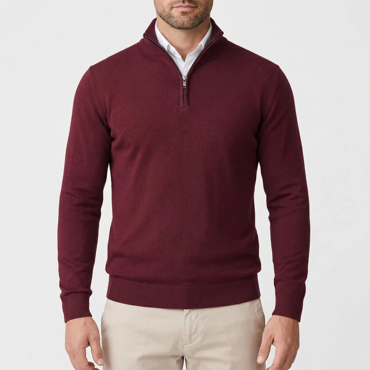 Pull en maille homme à col montant et demi-zip