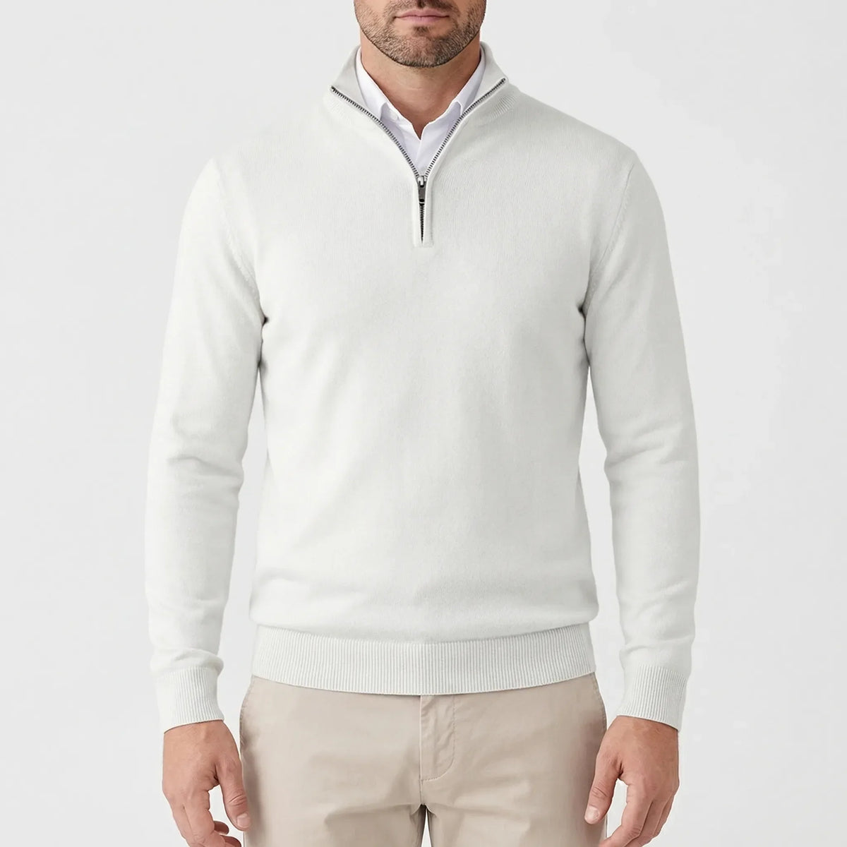 Pull en maille homme à col montant et demi-zip