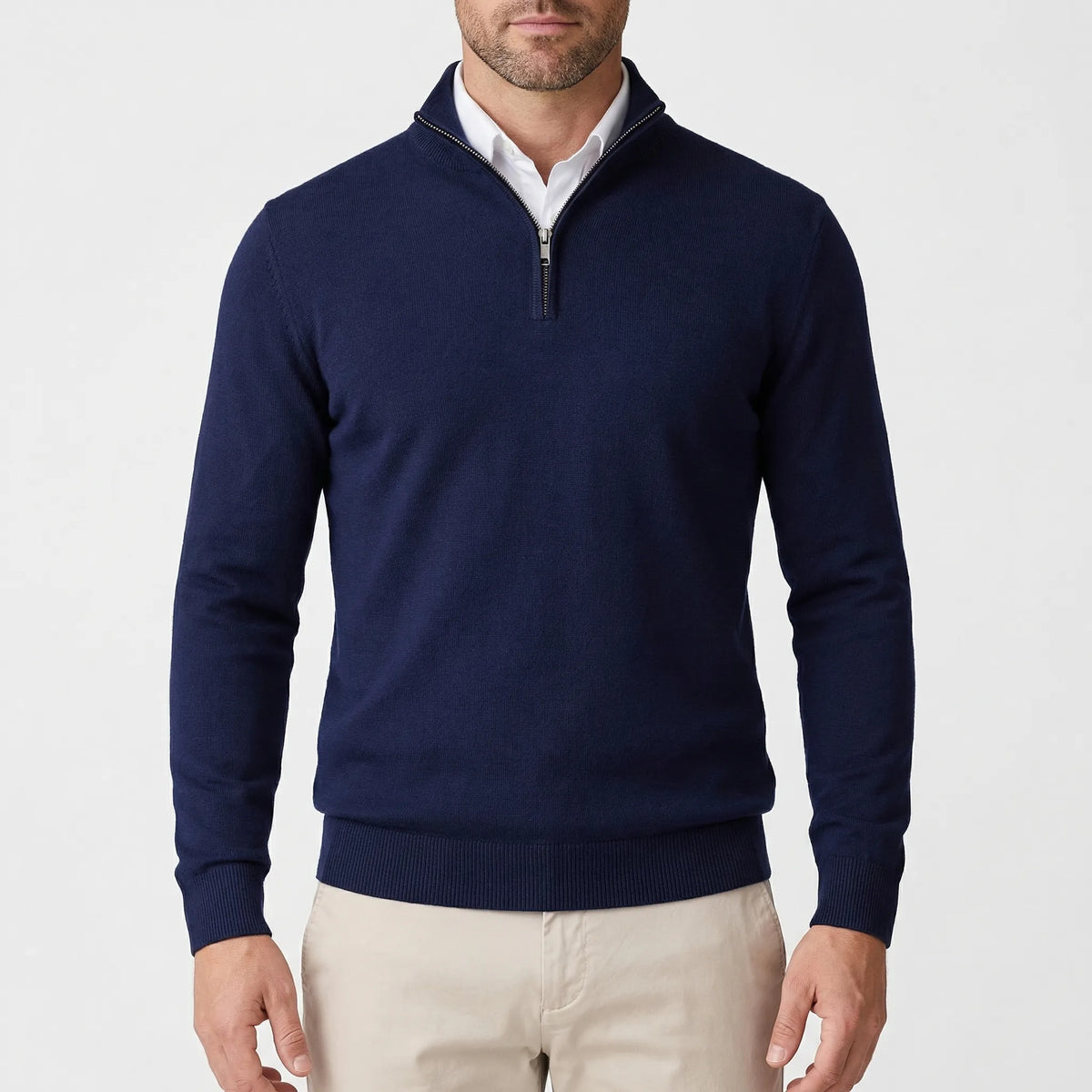 Pull en maille homme à col montant et demi-zip