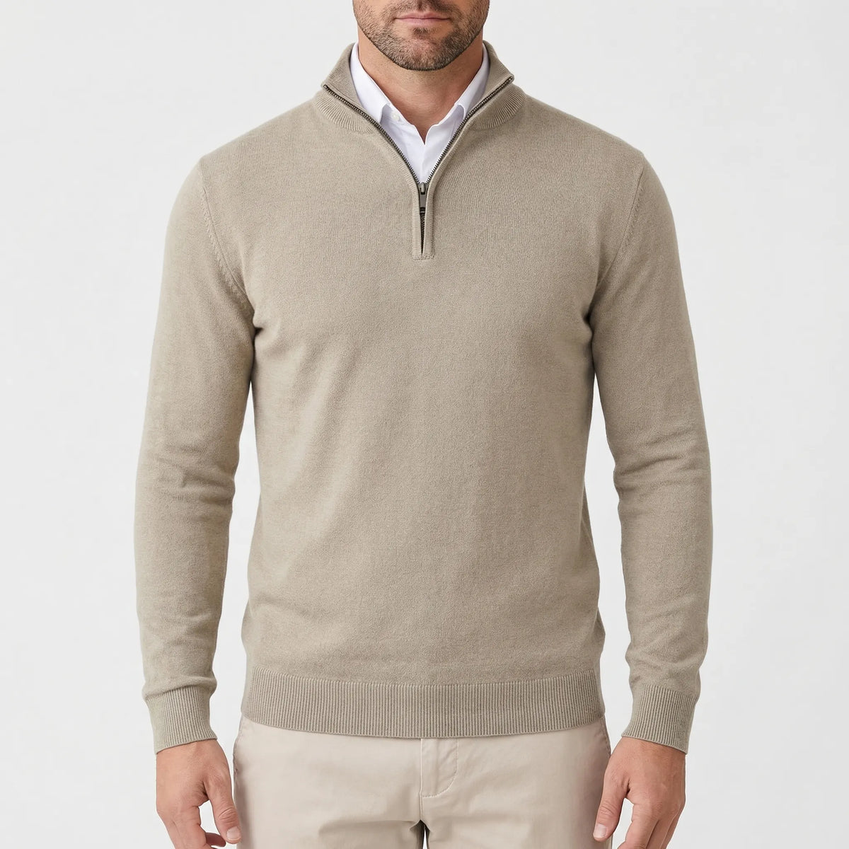 Pull en maille homme à col montant et demi-zip