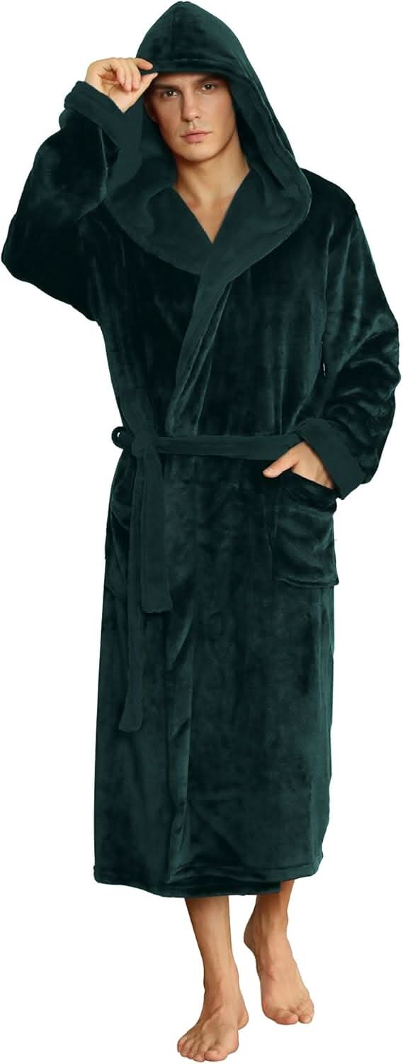 Men’s Hooded Fleece Bathrobe