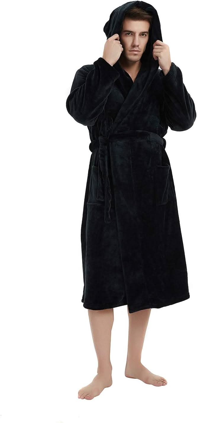 Men’s Hooded Fleece Bathrobe