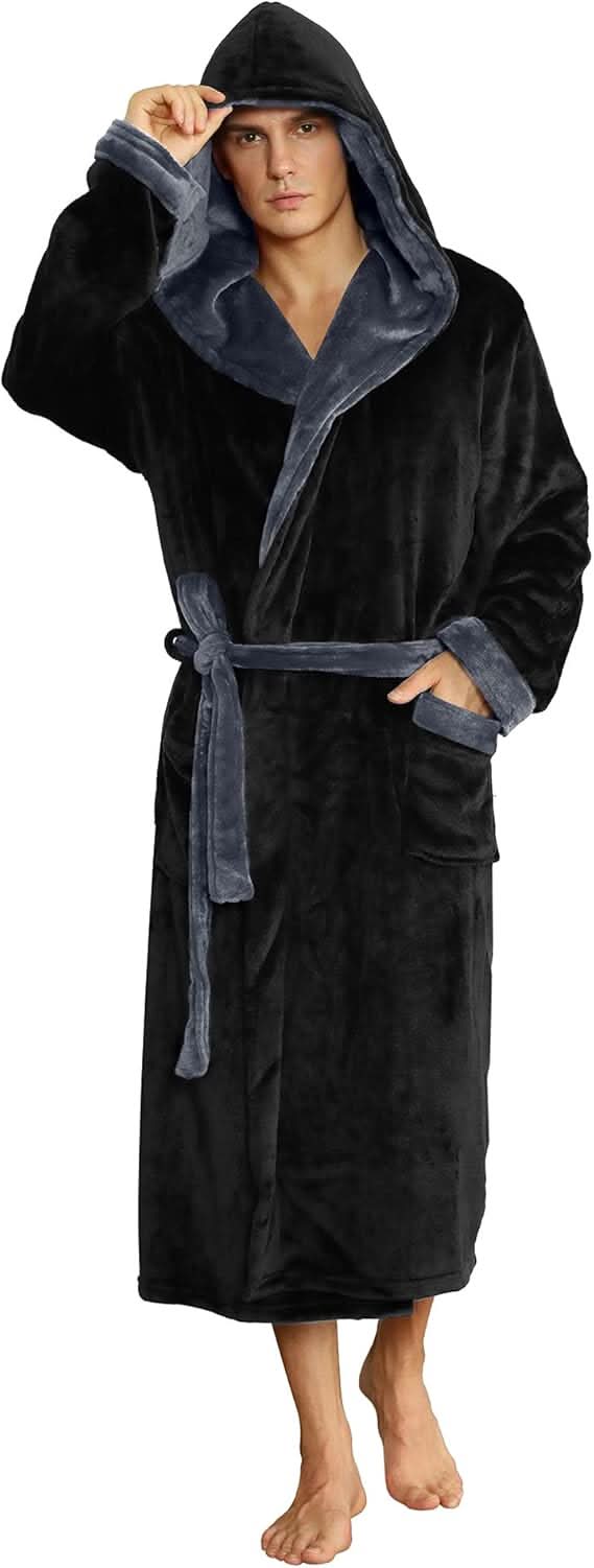 Men’s Hooded Fleece Bathrobe