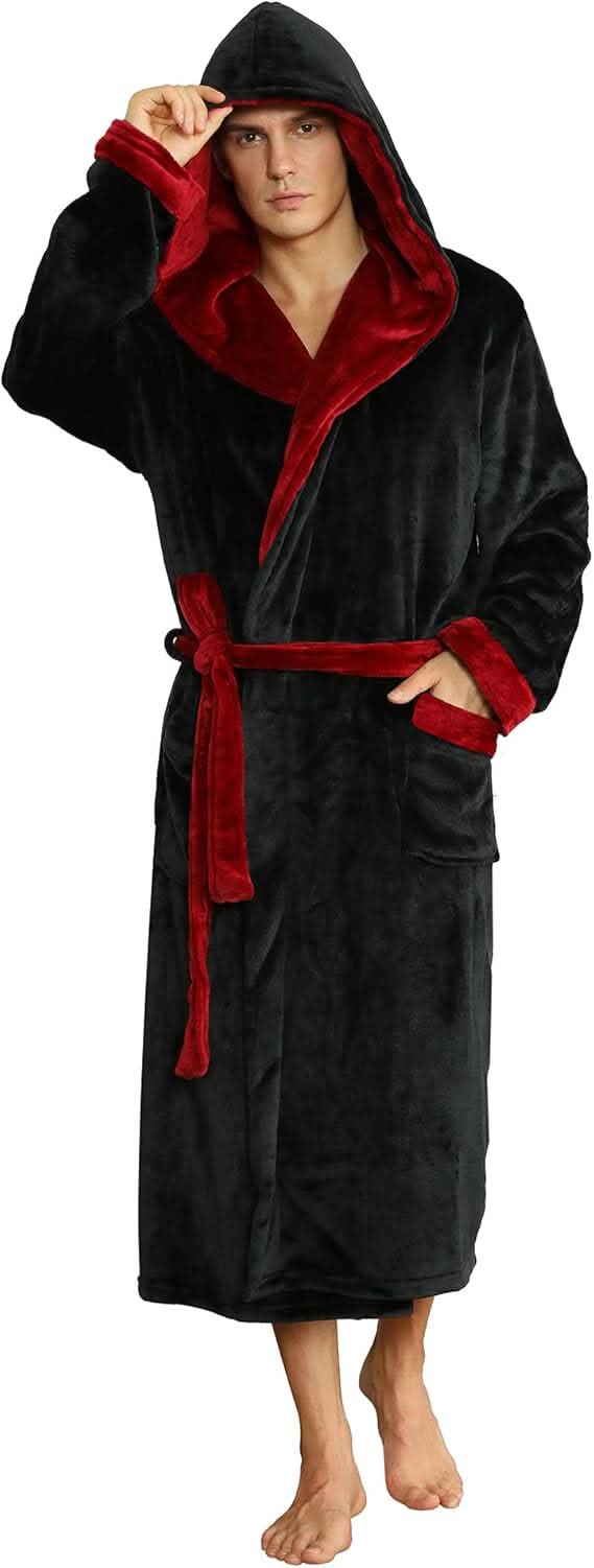 Men’s Hooded Fleece Bathrobe