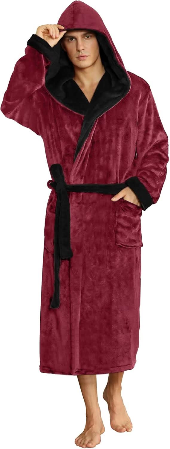 Men’s Hooded Fleece Bathrobe